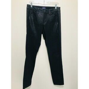 NYDJ Black Waxed Jeggings with Geometric Design Tuxedo Stripe, Size 6